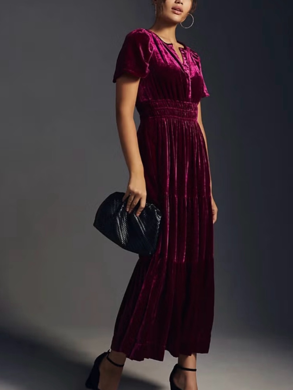 Anthro Velvet Edition Somerset Maxi Dress in Wine